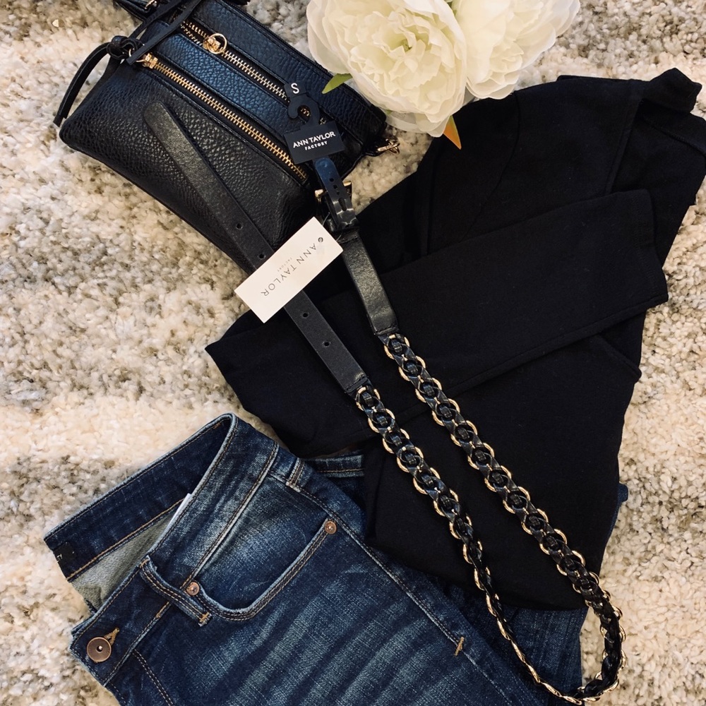 Ann Taylor Factory black and gold embellished belt